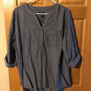 Gap three quarter sleeve roll up denim top